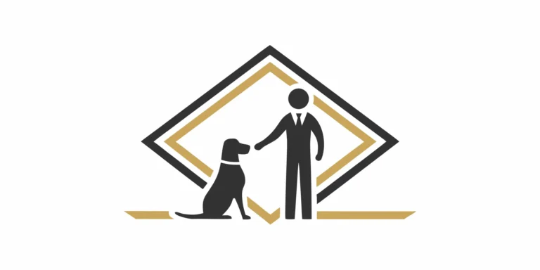 A lawyer for dog bite injuries stands next to a dog.