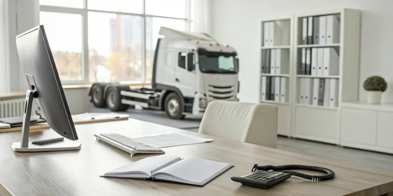 Office of the best commercial truck accident lawyer with a view of a truck on the road.