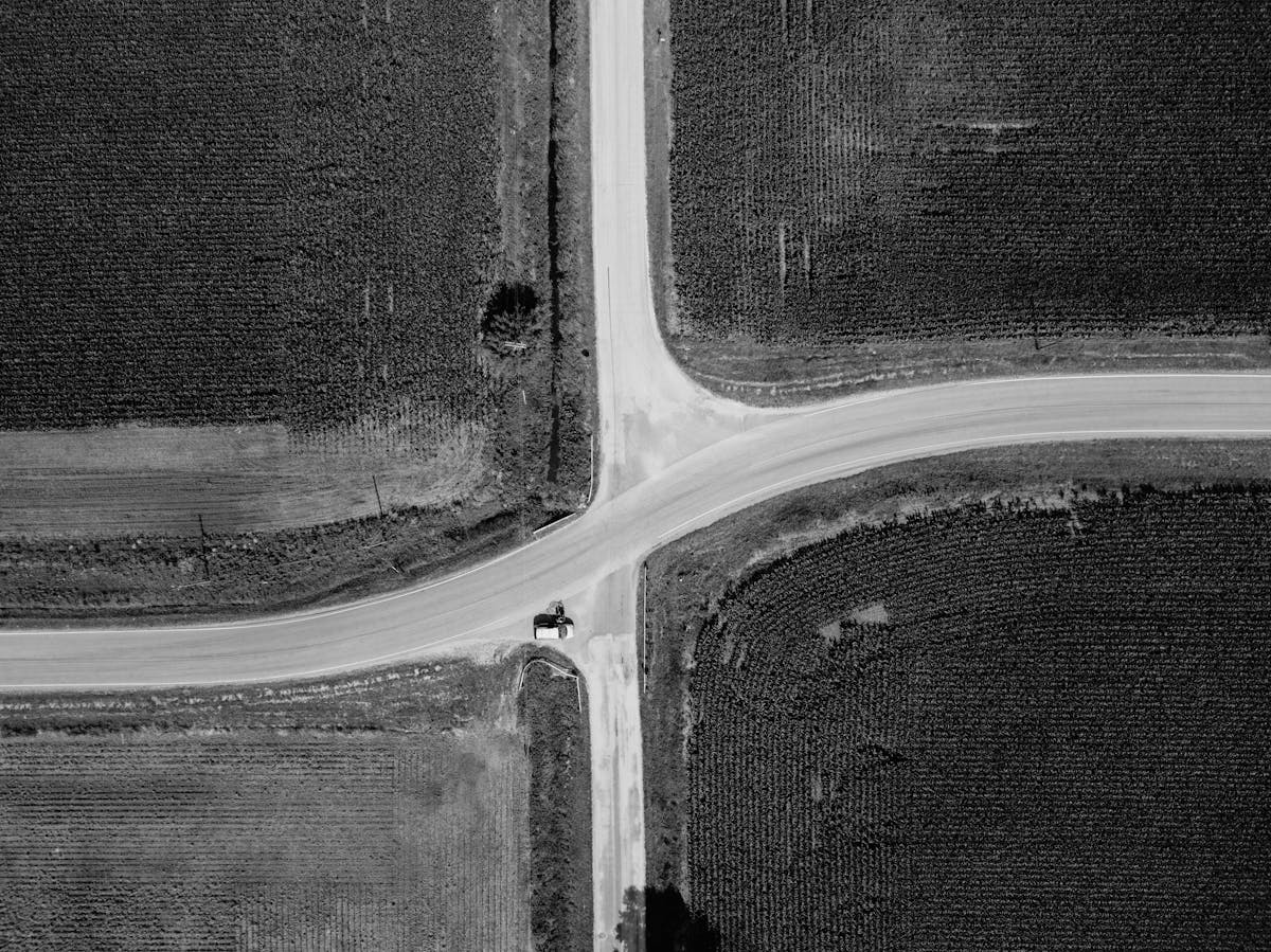Aerial view of California highway with cars in South LA