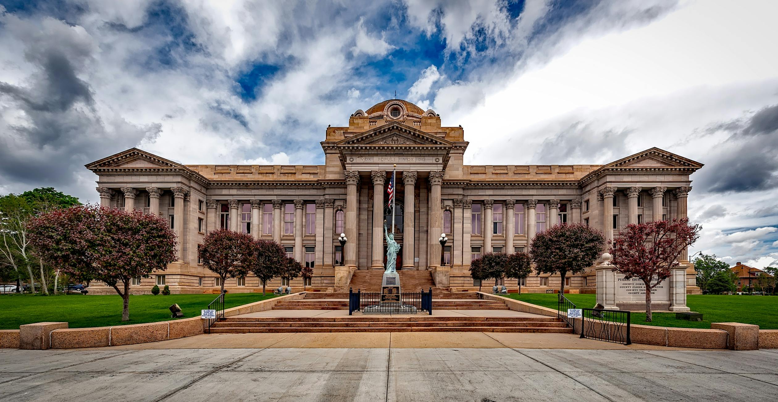 Neoclassical courthouse building with columns representing California justice system
