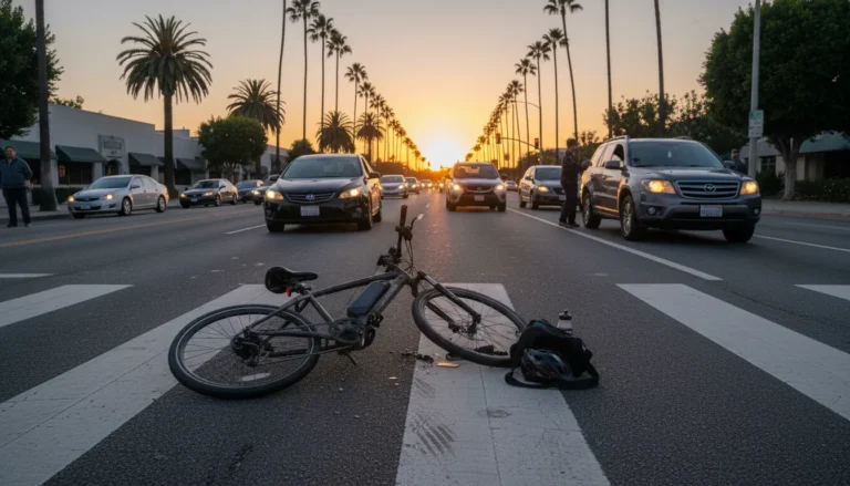 Electric bicycle in a California bike lane after a crash