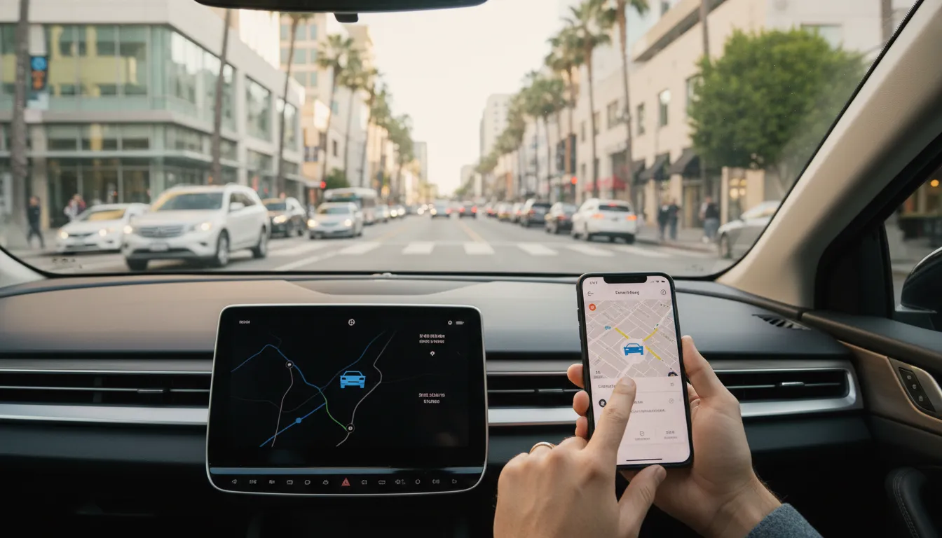 California street scene with a car-sharing app after a Turo accident