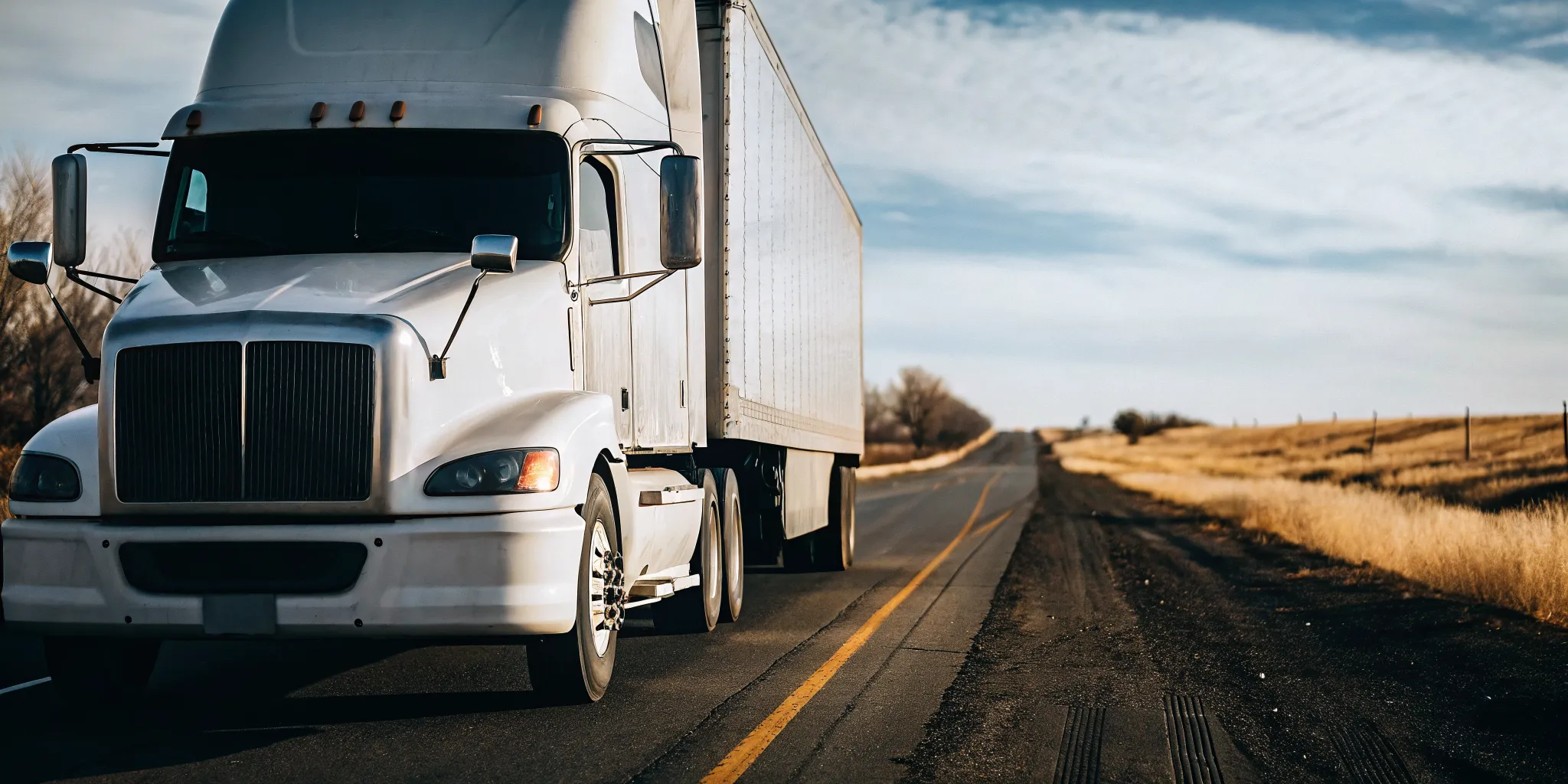 Commercial truck traveling on a Central Valley highway near Fresno