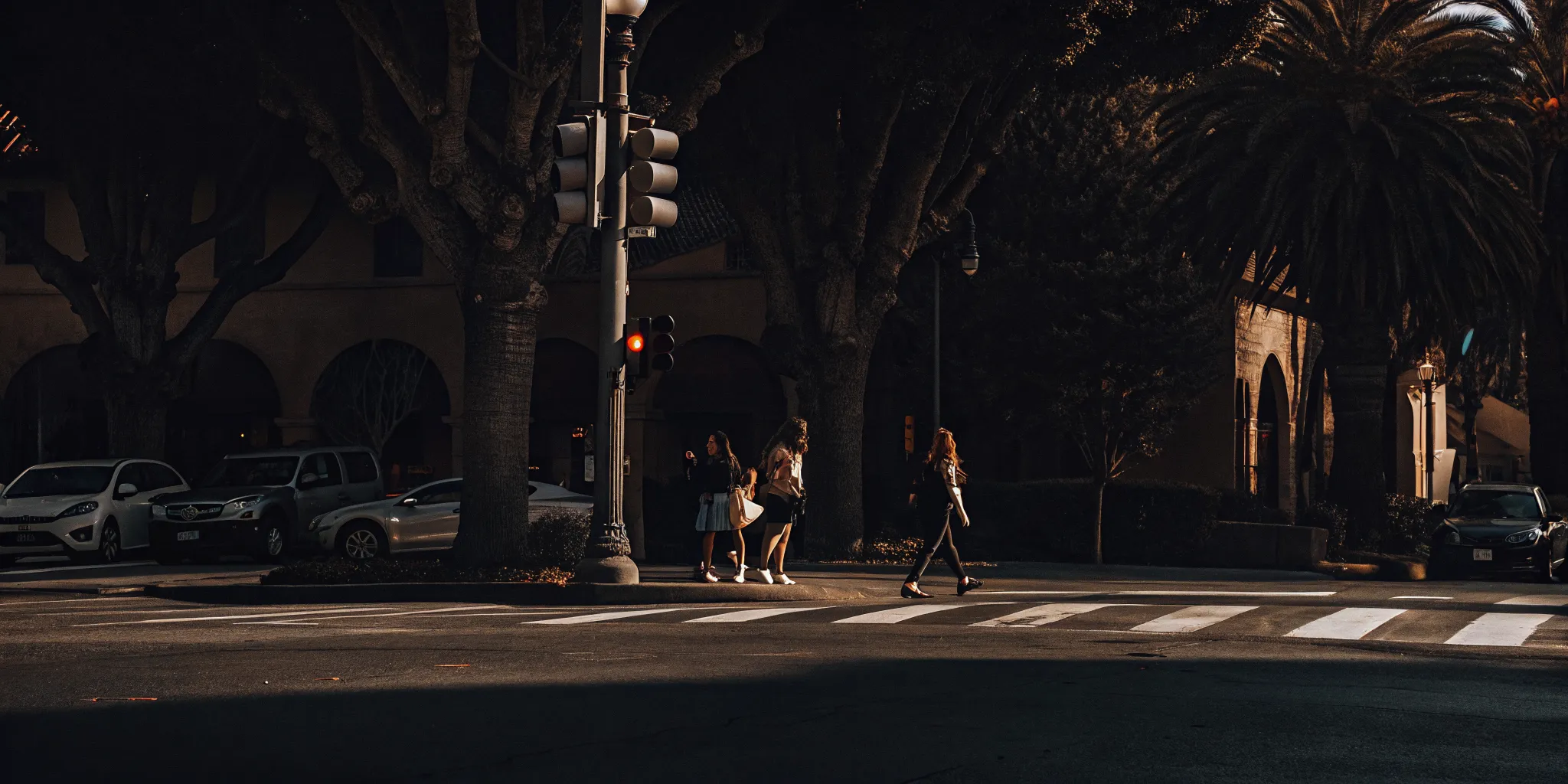 Pedestrian crosswalk and intersection in California's Central Valley
